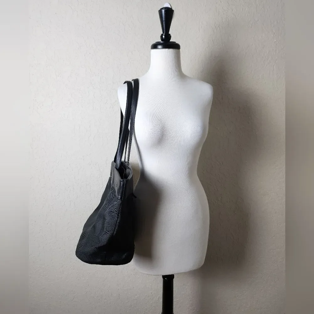 Tumi Travel Tote Nylon With Black Leather Trim Medium